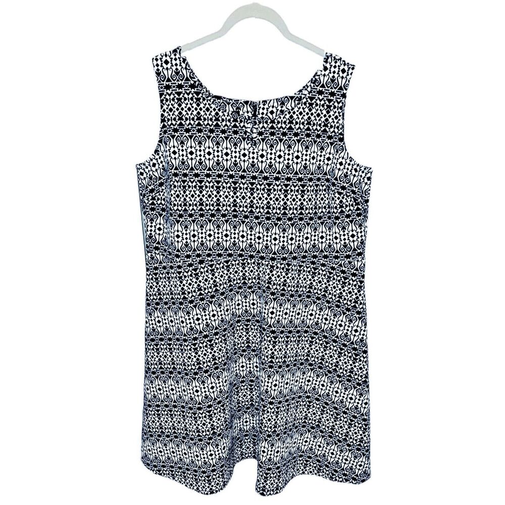 Talbots Sleeveless A-Line Geometric Print Dress Plus Sz 2X Navy Blue‎ White NWOT